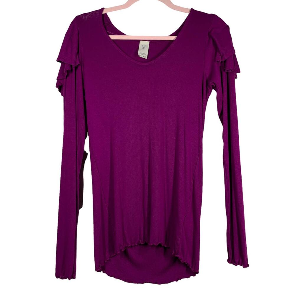 WE THE FREE Purple Long Sleeve Flounce Shoulders Shirt Large
